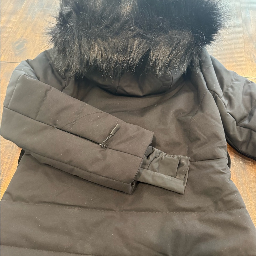 ASOS 4505 Black Ski jacket ~Fur hood with belted waist! ~Size 6 Petite! Gorgeous - Picture 15 of 15